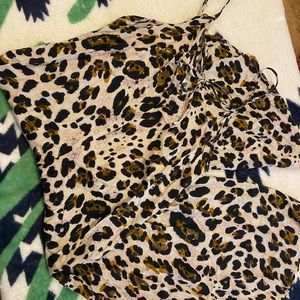 Tie front cheetah print jumper